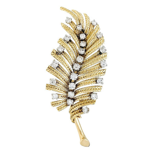 Clip Clip Boucheron, "Feuillage", or, platine et diamants. 58 Facettes 29633