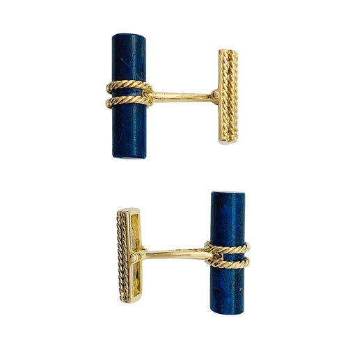 Boutons de manchette Boutons de manchette bâtonnets en or jaune et lapis lazuli. 58 Facettes 30193