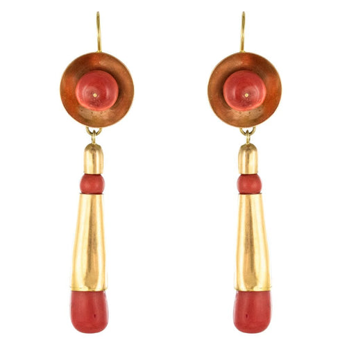 Boucles d'oreilles Boucles d'oreilles pendantes corail et or 58 Facettes 19-258