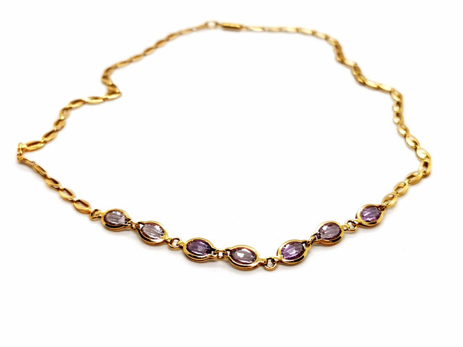 Collier Collier Ras de cou Or jaune Améthyste 58 Facettes 1139161CN