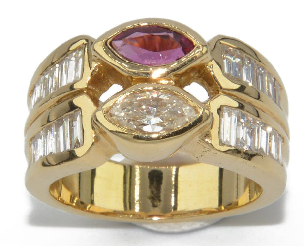 Bague Bague or jaune en toi et moi rubis et diamant 58 Facettes 0