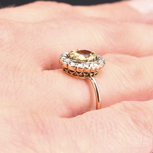 Bague 54 Bague ancienne saphir jaune et diamants 58 Facettes 20-619-48