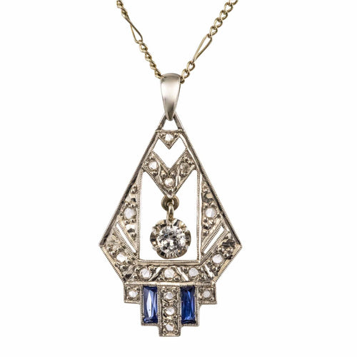 Pendentif Pendentif art déco diamants et saphirs 58 Facettes 16-082