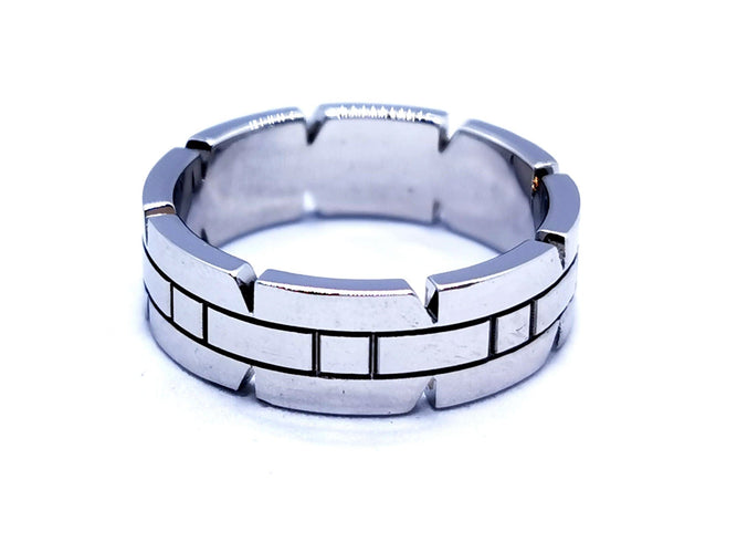Bague 63 Cartier Bague Alliance Tank Or blanc 58 Facettes 1050177CN