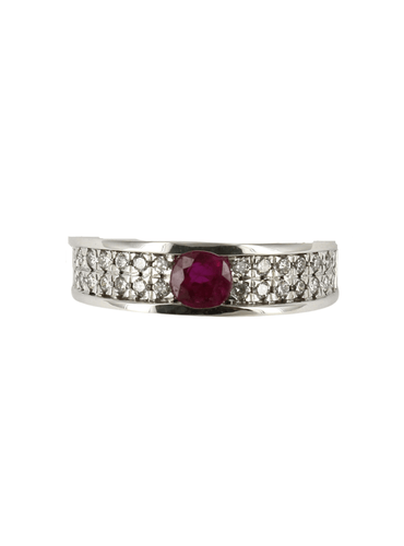 Bague 54 Bague Rubis et Diamants en or blanc 58 Facettes