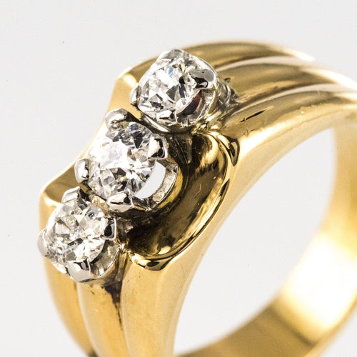 Bague 51 Bague tank or jaune 3 diamants 58 Facettes 20-153-54