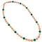 Collier Sautoir boules corail, chrysoprases, intercalaires or jaune. 58 Facettes 30348
