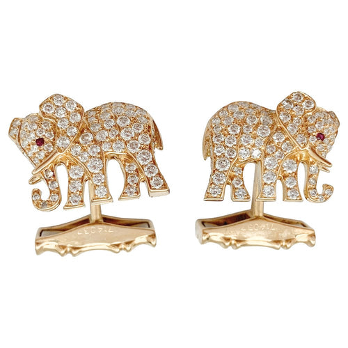 Boutons de manchette Boutons de manchette Cartier Eléphants sertis de brillants. 58 Facettes 30066