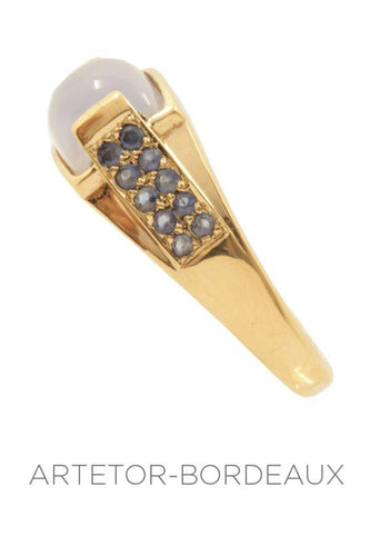 Bague 54 Bague pierre de lune et topazes 58 Facettes 23091
