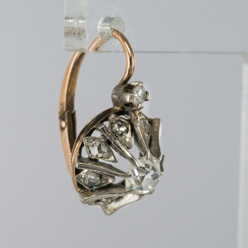 Boucles d'oreilles Boucles d'oreilles ancienne dormeuse or rose diamants 58 Facettes 17-042