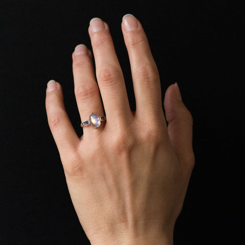 Bague 53 Bague pierre de lune et saphirs 58 Facettes 17-314-53-1
