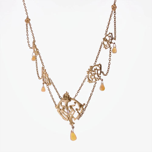 Collier Collier ancien art nouveau opales et diamant 58 Facettes 20-618