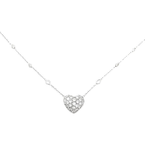 Collier Collier "Coeur" en platine et diamants. 58 Facettes 30394