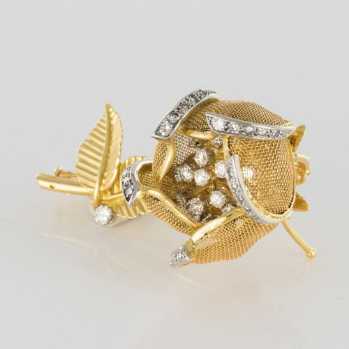 Broche Broche ancienne rose articulée et diamants 58 Facettes 00-136