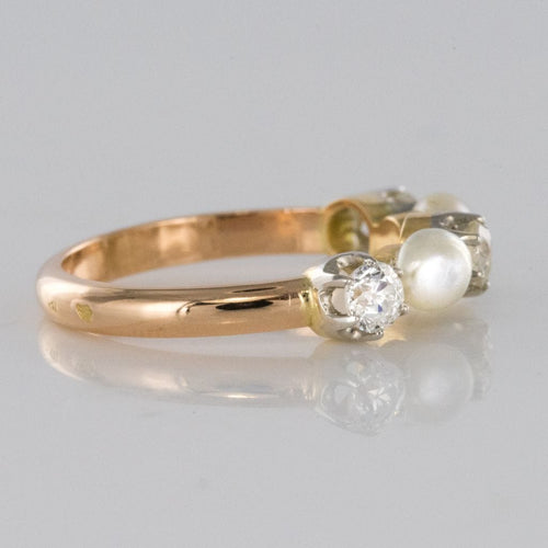 Bague 53 Bague ancienne jarretière perles fines diamants 58 Facettes 19-194