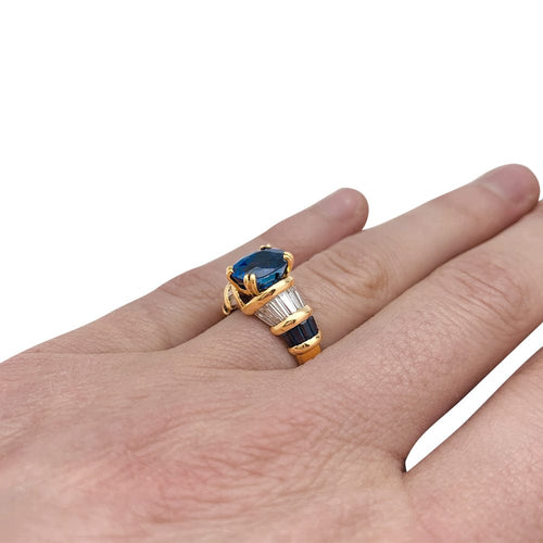Bague 51 Bague Boucheron en or jaune, saphirs et diamants. 58 Facettes 29407-1