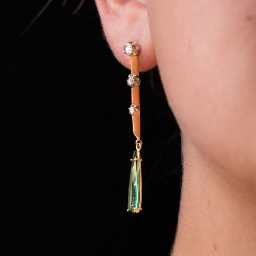 Boucles d'oreilles Pendants d'oreilles anciens diamants et tourmalines 58 Facettes AR0007461