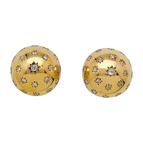 Boucles d'oreilles Boucles d'oreilles demi-sphères en or jaune et diamants. 58 Facettes 29927