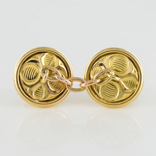 Boutons de manchette Boutons de manchettes ronds en or 58 Facettes 19-233
