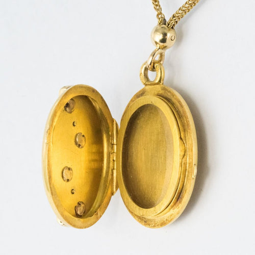Collier Collier ancien médaillon et coulants émaillés et diamants 58 Facettes 18-357