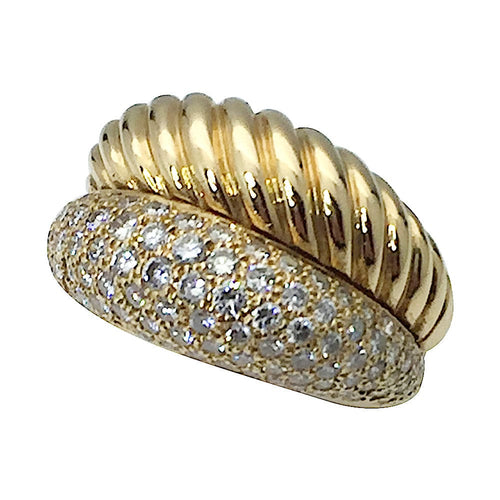 Bague 49 Bague OJ Perrin, "Verona", double jonc en or jaune et brillants. 58 Facettes 26778-1