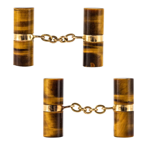 Boutons de manchette Boutons de manchettes oeil de tigre et or 58 Facettes 20-315