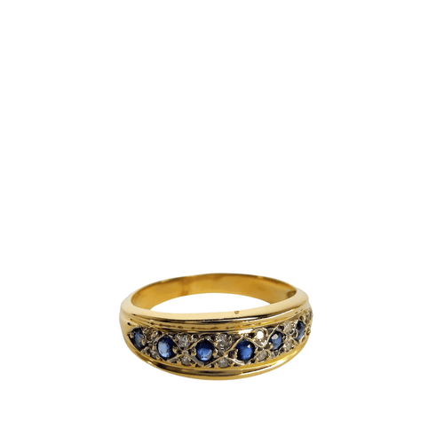 Bague Bague en or jaune diamants et saphirs 58 Facettes 5584