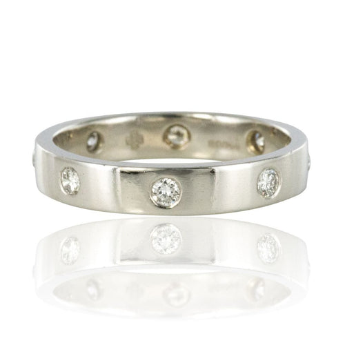 Bague 55 Alliance bandeau diamants 58 Facettes 18-387B
