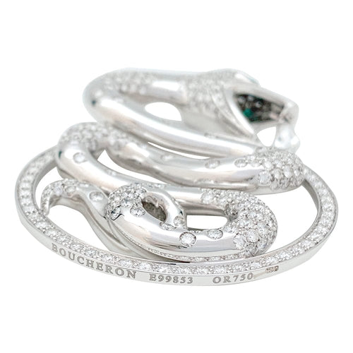 Pendentif Pendentif Boucheron, "Trouble", or blanc, diamants et émeraudes. 58 Facettes 29897