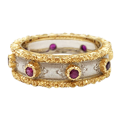 Bague 50 Bague bandeau Buccellati, "Fusi", deux ors, rubis. 58 Facettes 30332