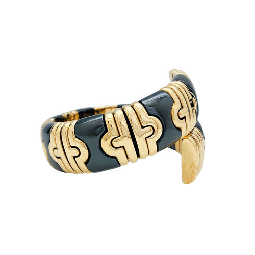 Bracelet Bracelet Bulgari Parentesi en or jaune et acier noirci. 58 Facettes 30084
