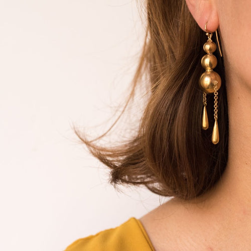Boucles d'oreilles Boucles d'oreilles pendantes perles et gouttes d'or 58 Facettes 19-261