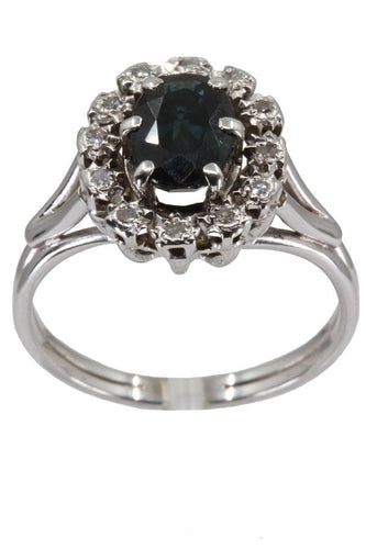 Bague Bague saphir entourage diamants 58 Facettes 37221