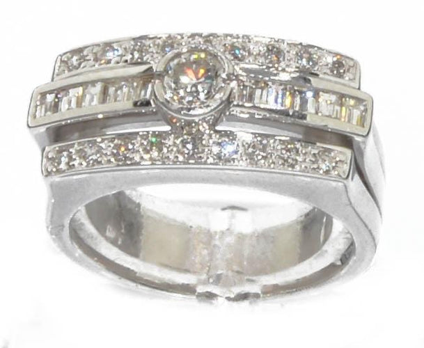 Bague Bague rectangulaire Or gris et diamants 58 Facettes