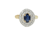 Bague 54 Bague or jaune saphir ovale diamants 58 Facettes 32367