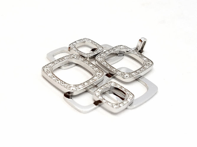 Pendentif Dinh Van Pendentif Impression Or blanc Diamant 58 Facettes 00036GD