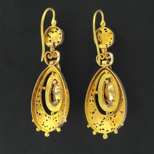 Boucles d'oreilles Pendants d'oreilles anciens turquoises et perles fines 58 Facettes 17-326A