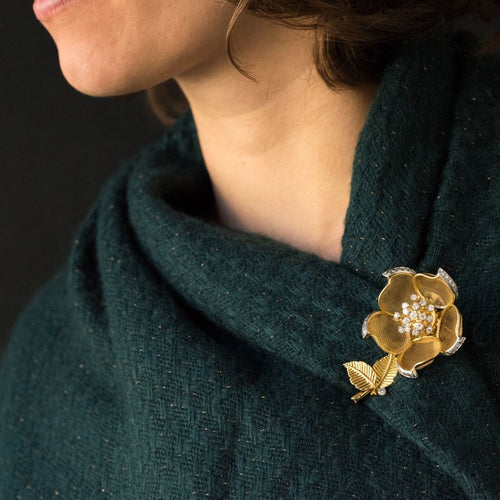 Broche Broche ancienne rose articulée et diamants 58 Facettes 00-136