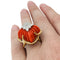 Bague 50 Bague en or jaune, platine, corail et diamants. 58 Facettes 29724