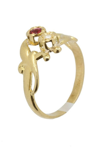 Bague Bague Vous et moi Art Nouveau perle et grenat 58 Facettes 038201