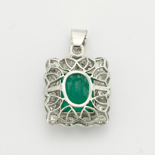 Pendentif Pendentif Platine Emeraude Diamants 58 Facettes EL2-103