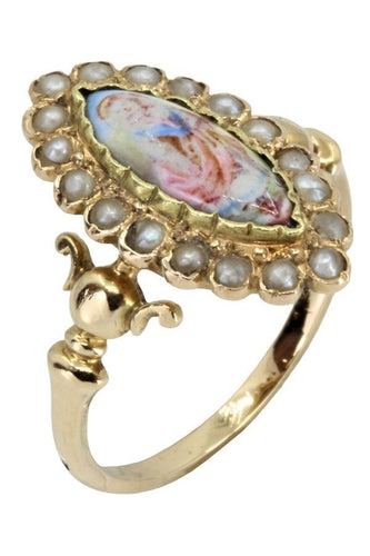Bague BAGUE ÉMAIL ET PERLES NAPOLÉON III 58 Facettes 049501