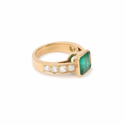 Bague 54 Bague Or jaune Emeraude Diamants 58 Facettes BEM40