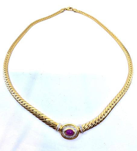 Collier Collier rubis cabochon diamants 58 Facettes