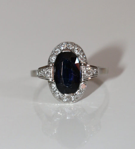 Bague 53 Bague Art Déco Saphir foncé Et Diamants 58 Facettes 538