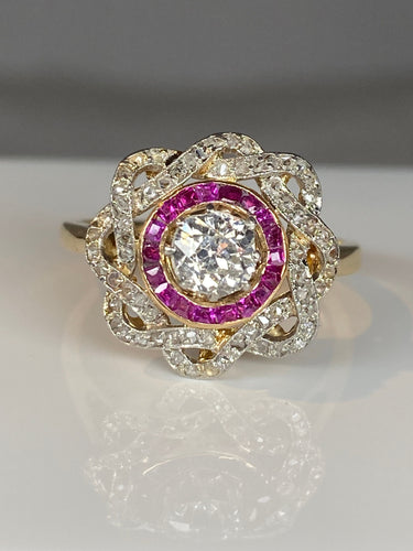 Bague Bague diamants et rubis 58 Facettes