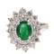 Bague 54.5 Bague double entourage en or blanc, émeraude et diamants 58 Facettes F4950