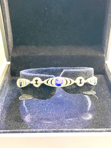 Bracelet Bracelet ancien Belle Époque en platine diamants et saphirs 58 Facettes