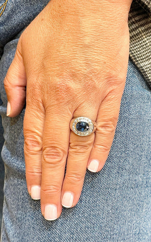 Bague Chevalière  femme Or Saphir Diamants 58 Facettes