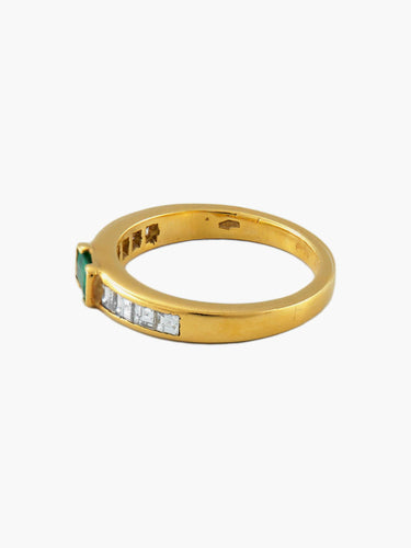 Bague 55.5 Bague Jonc Or Jaune Emeraude Diamants 58 Facettes R1672